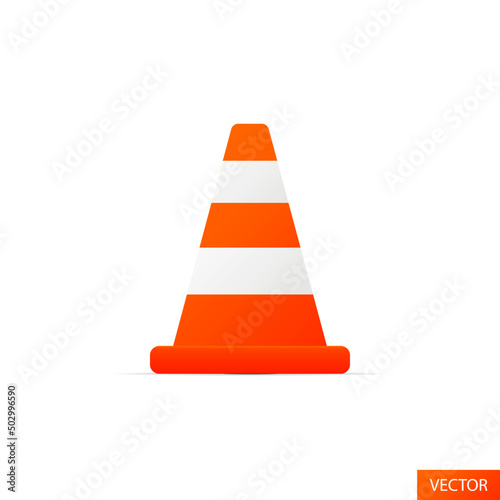 Orange traffic cone vector icon in flat style design for website design, app, UI, isolated on white background. Vector illustration.