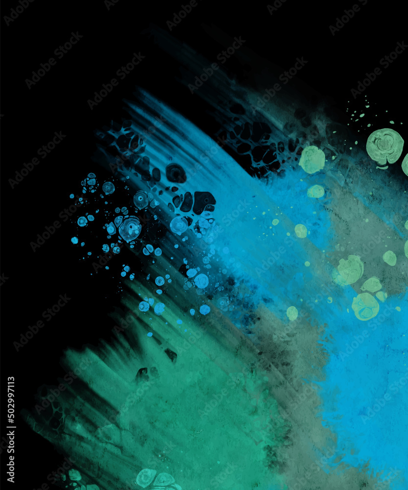 Obraz premium Modern blue flow background on black. Liquid shape in color banner.