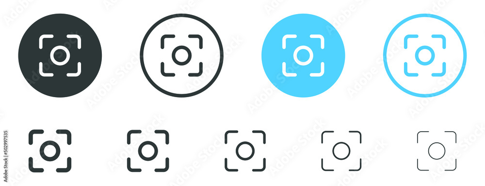 capture icon, center focus symbol, auto focus icon, screen shot, resize, full screen, minimize maximize icon in filled, thin line, outline and stroke style for apps and website - obrazy, fototapety, plakaty 