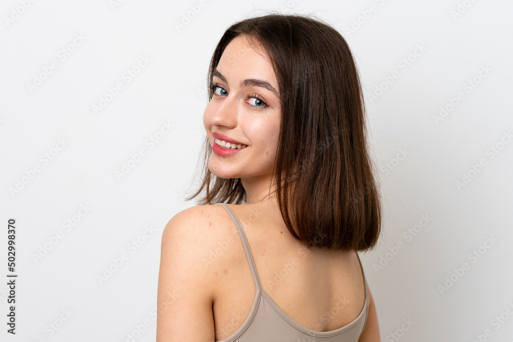 Young Ukrainian woman isolated on white background . Portrait