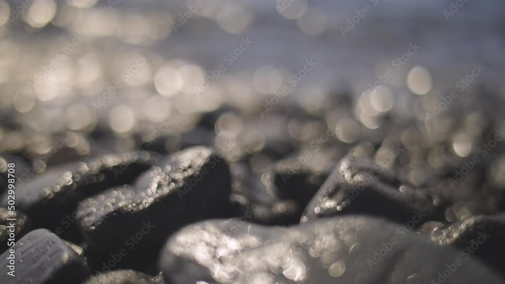 Volcanic rock beach and sea in canary islands