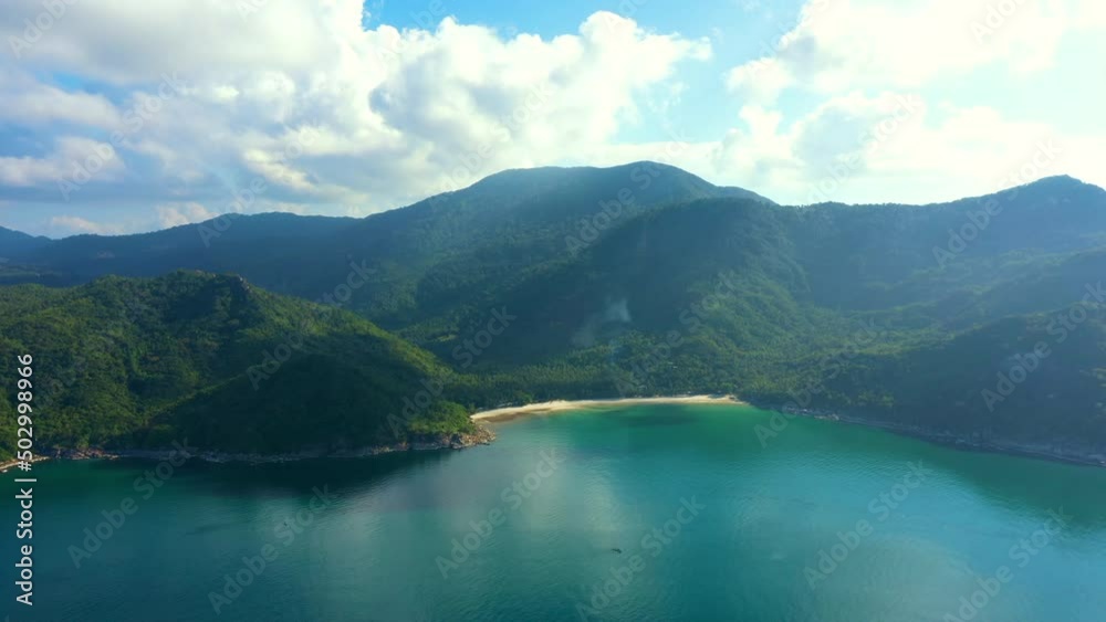 Flying to Bottle Beach Koh Phangan Viewpoint Incredible Drone View Tropical Island Destination North Phangan Island Gulf of Thailand Flying to Bottle Beach Koh Phangan Viewpoint Incredible Drone View Tropical Island Destination North Phangan Island Gulf of Thailand