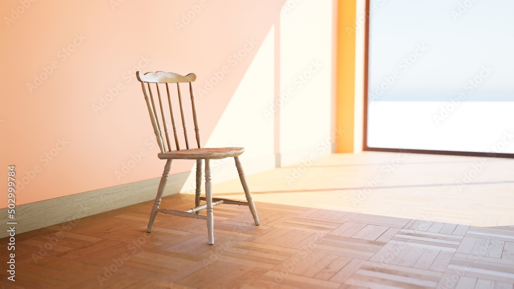 White empty room with plant. 3d illustration.