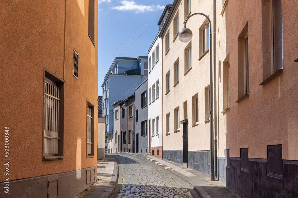 A narrow alley downtown Cologne on a spring day