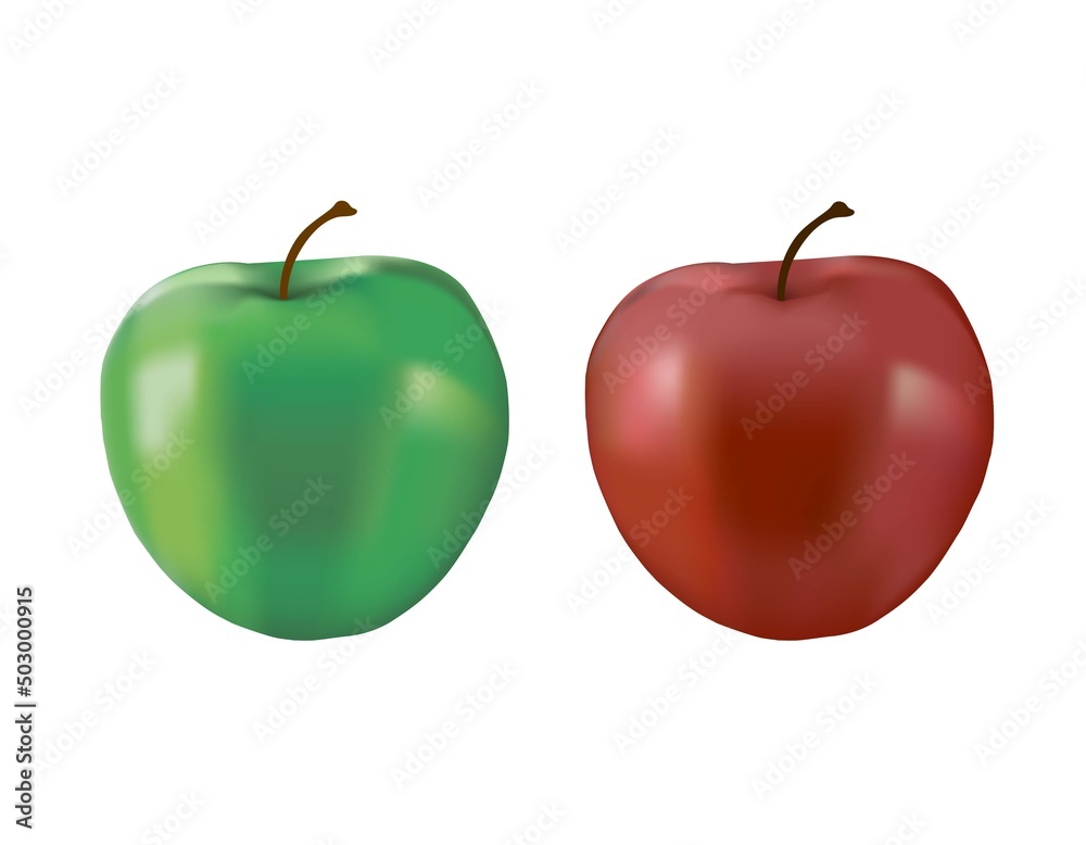 Two apples isolated: green and red Two apples isolated: green and red