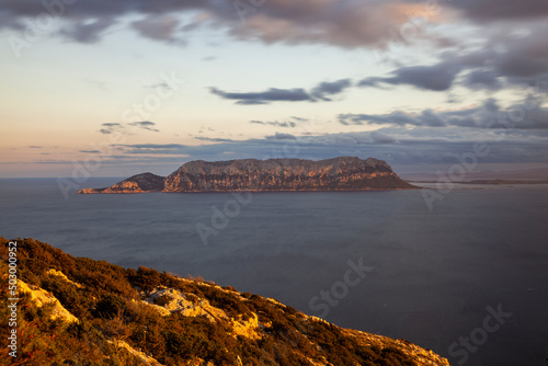 Tavolara island aerial view from Semaforo Marconi Golfo Aranci photo