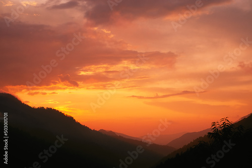 Sunset of the mountains in the Great Smoky Mountains National Park