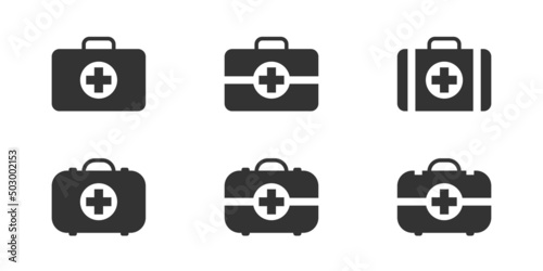 Medical kit set. Doctor suitcase. Vector illustration