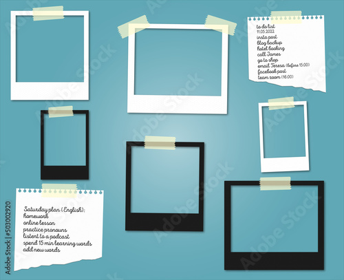 blank frames, Instant camera, Polaroid collection, Vector illustration, Set of polaroid