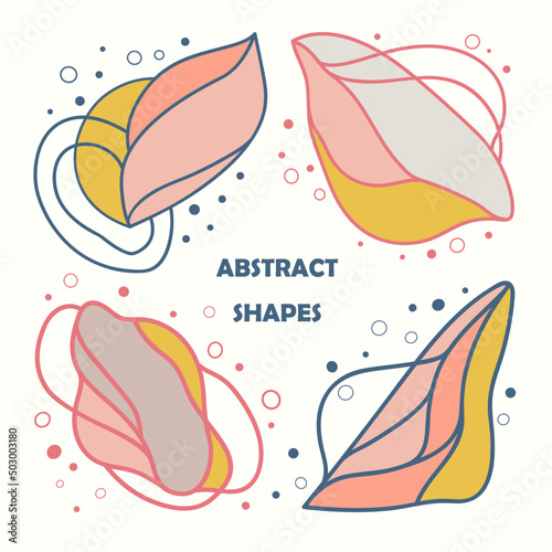Set of hand-drawn abstract shapes and objects. Collection of minimalistic contemporary art prints in trendy colors.