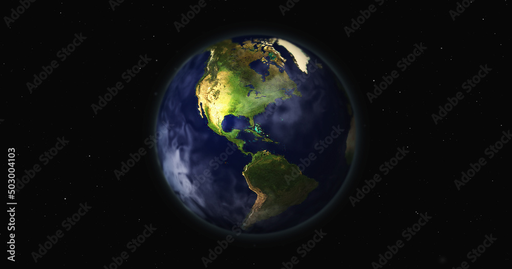 Earth globe rotating world view from space 3d illustration Earth globe rotating world view from space 3d illustration
