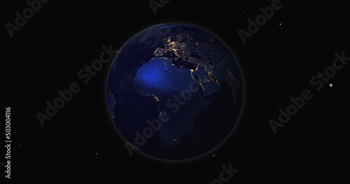 Earth globe night view from space 3d illustration © Alicja