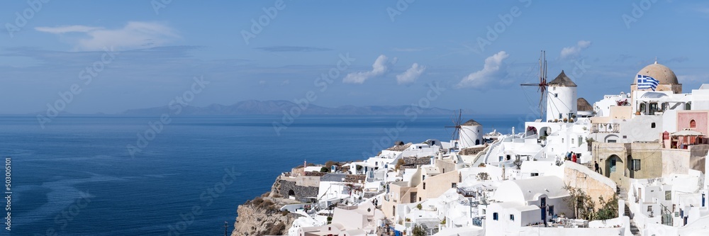 Panoramic view of the village Oia, Santorini island, Greece Panoramic view of the village Oia, Santorini island, Greece