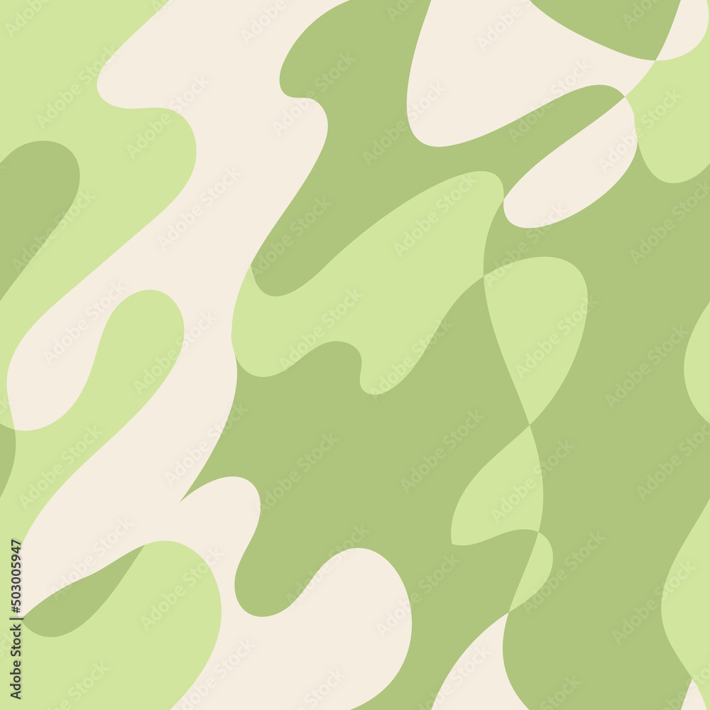 Abstract vector wavy seamless pattern. Trendy retro psychedelic background in 90s, 00s style. Military texture