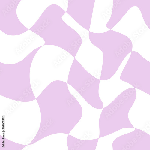 Abstract vector seamless pattern with distorted cage in y2k style. Twisted checkered funky background. 90s, 00s aesthetic. Retro wavy psychedelic checkerboard