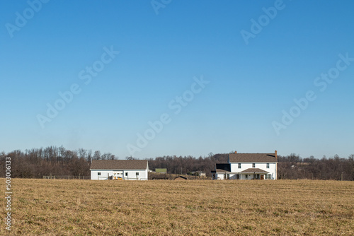 Amish Homestead in the Middle of a Bare Field