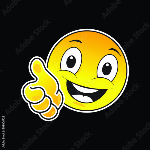 Yellow smiley face on a black background