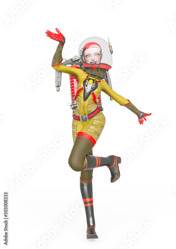 vintage astronaut girl is dancing