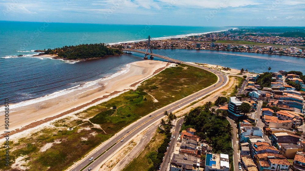 Ilhéus Bahia Litoral Mar Nordeste Cidade Pontes Porto Praia Rio Foz Barcos Drone Fotografia Aérea