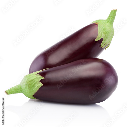 Two eggplants isolated on white background