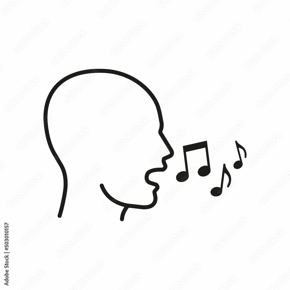 Vector illustration of outline head silhouette singing. Vector illustration of outline head silhouette singing.