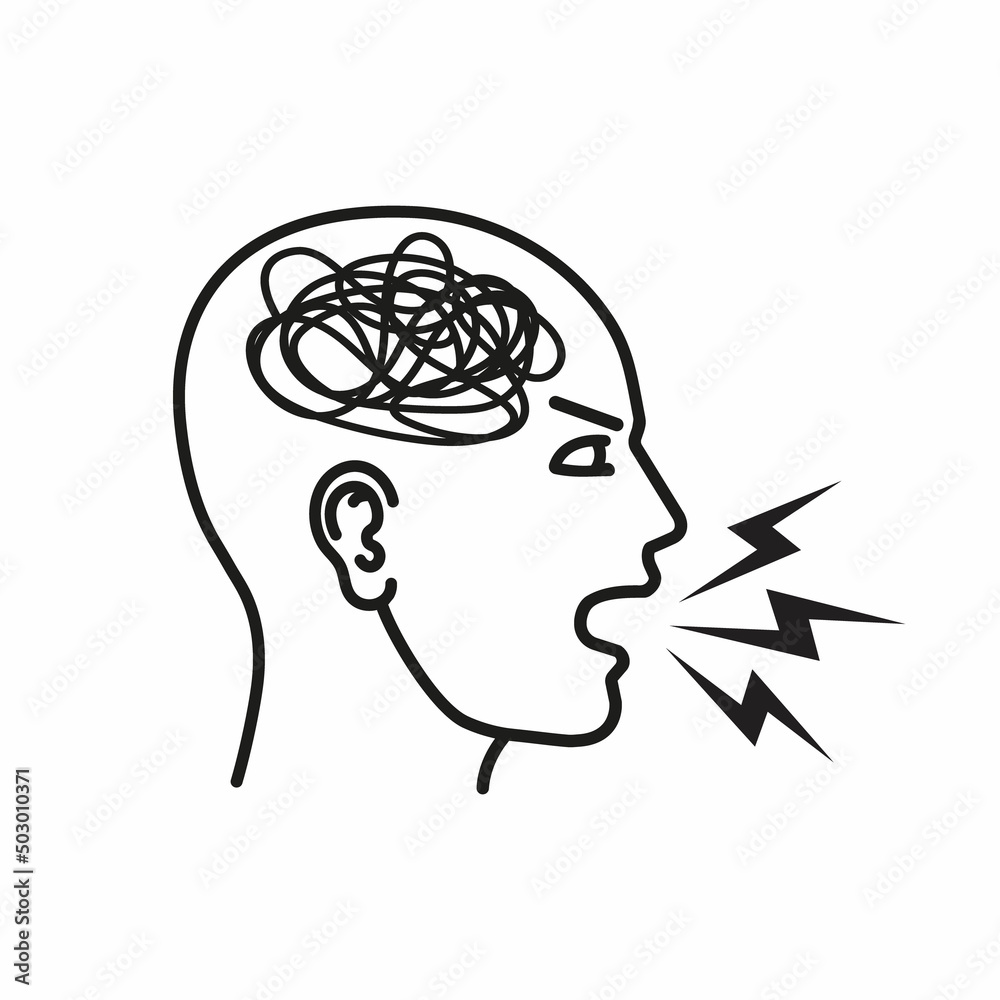 Ταπετσαρία Vector illustration of agressive person. Squiggle in head.