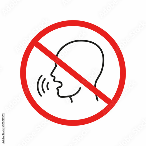 Vector illustration of do not talking sign. Outline.