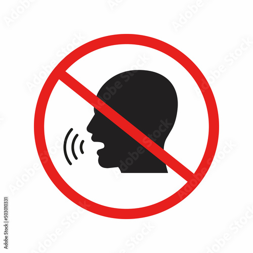 Vector illustration of do not talk sign.