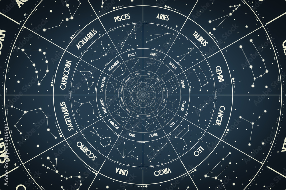 Droste effect background. Abstract design for concepts related to astrology and fantasy.