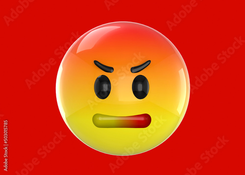 Fényképezés Angry Emoticon - 3d icon