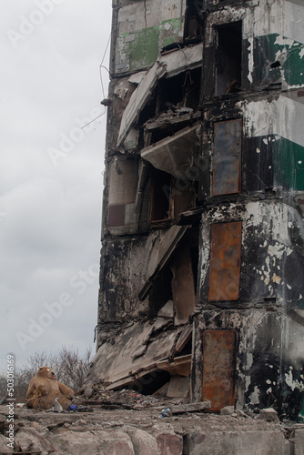 House after Russian bombardment Borodyanka