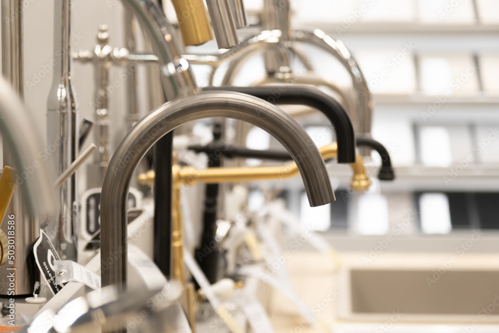 a wide range of faucets for tap water. The store offers a variety of shapes and colors a wide range of faucets for tap water. The store offers a variety of shapes and colors
