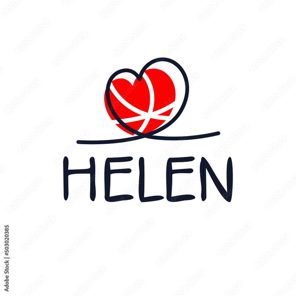 Helen Calligraphy female name, Vector illustration.