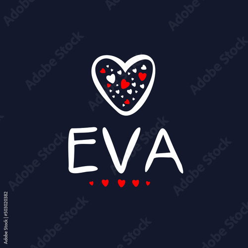 Eva Calligraphy female name, Vector illustration.
