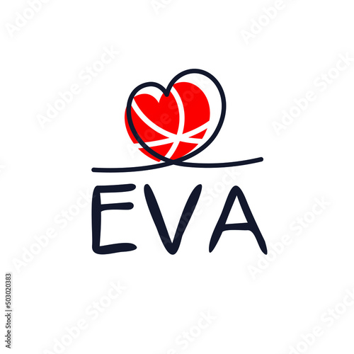 Eva Calligraphy female name, Vector illustration.