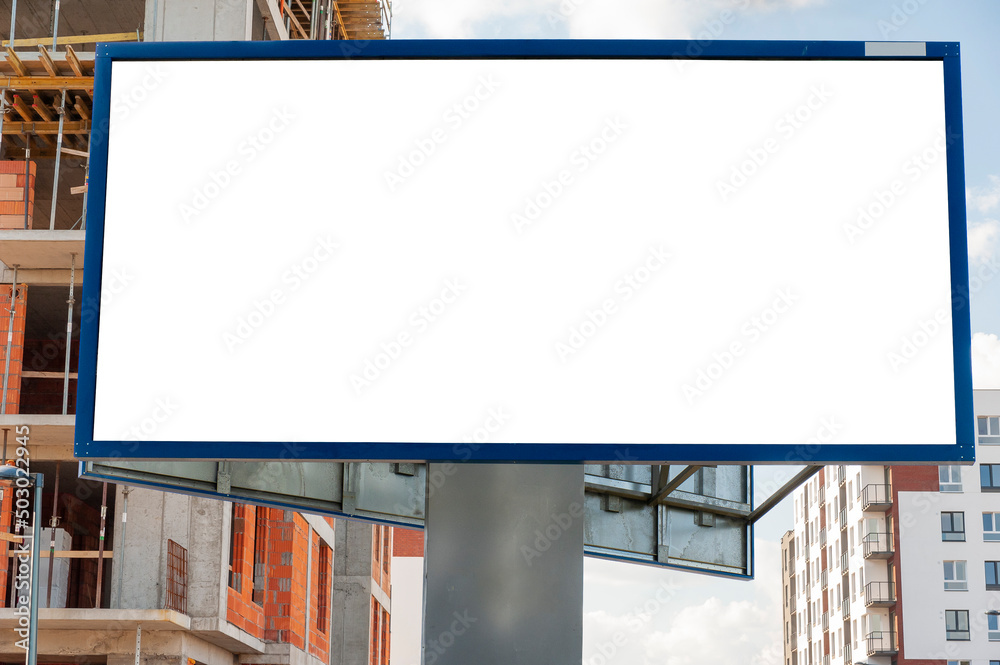 Advertising billboard mock-up infront of the construction site Advertising billboard mock-up infront of the construction site