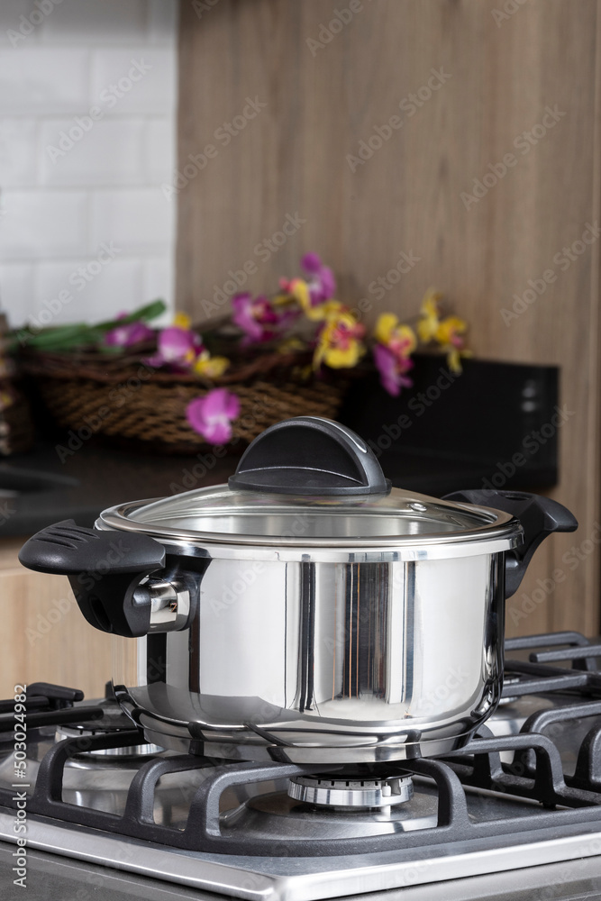 Kitchen Appliances - Steel Pot With Glass Lid; In The Kitchen Kitchen Appliances - Steel Pot With Glass Lid; In The Kitchen