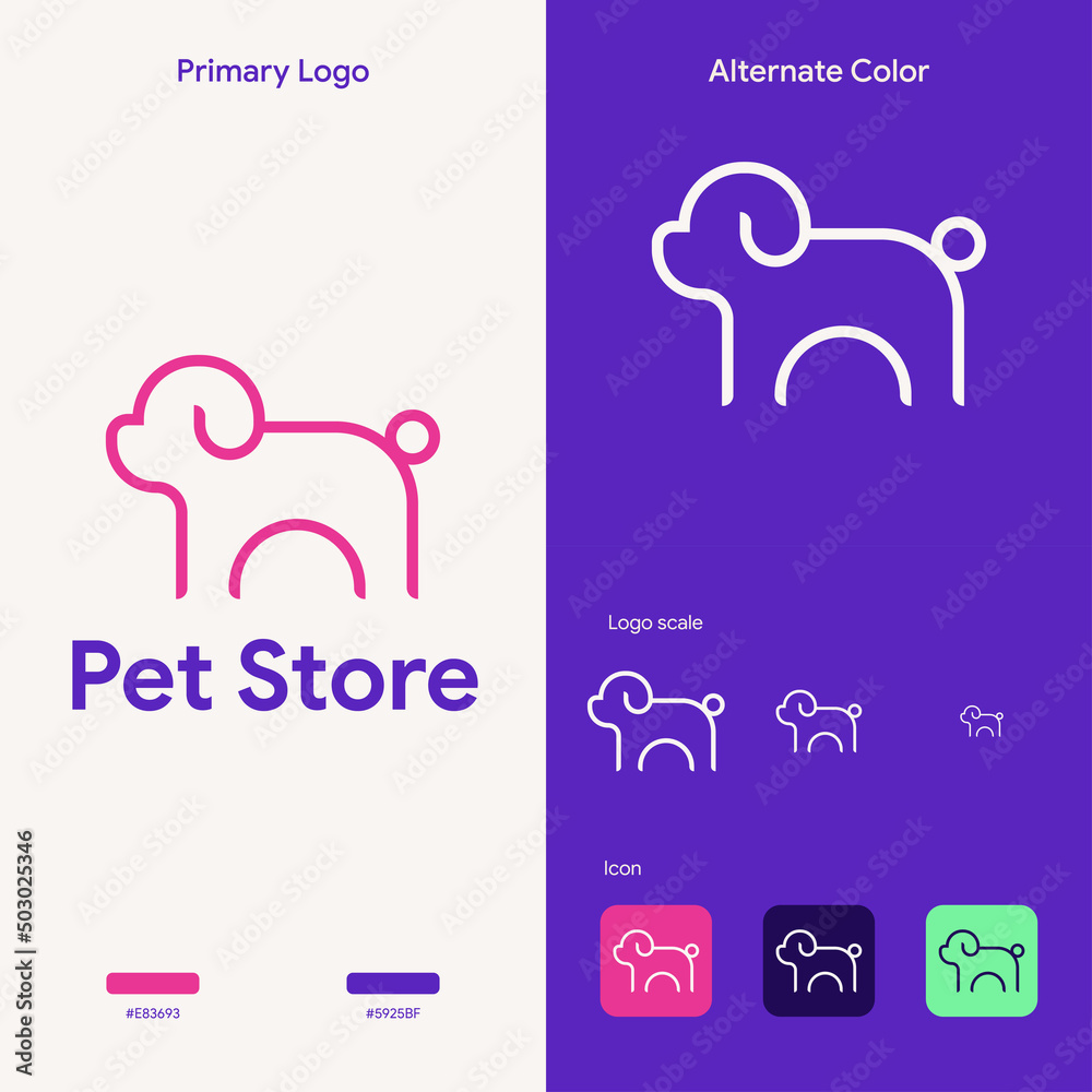 elgant simple dog logo monoline concept