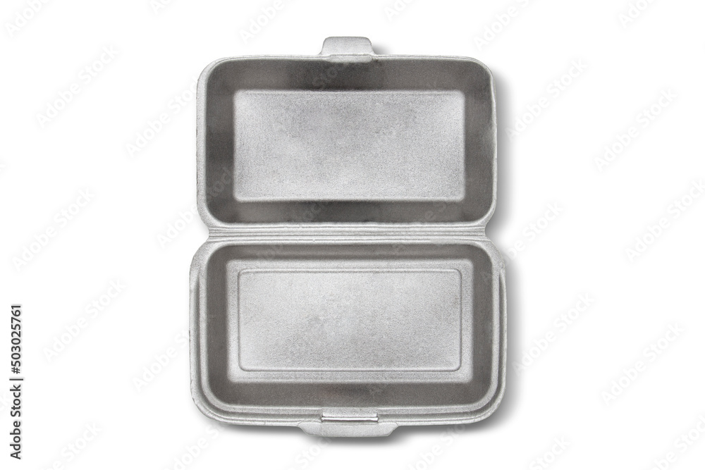 Gray Styrofoam box isolated on white background Gray Styrofoam box isolated on white background