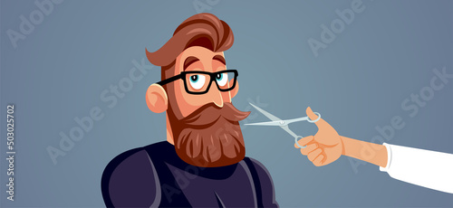 Handsome Man Having His Facial Hair Trimmed at the Barber Shop