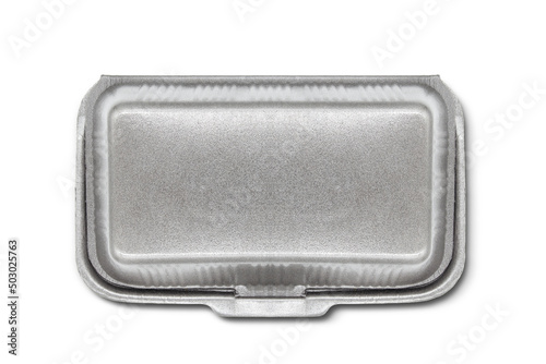 Gray Styrofoam box isolated on white background 