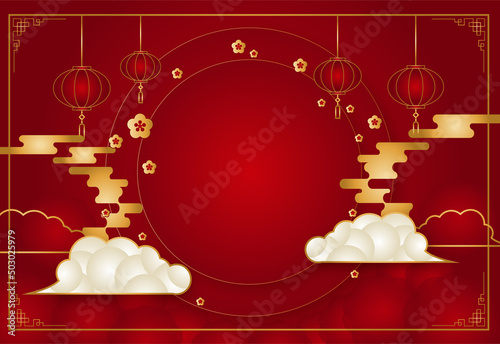 Red and gold chinese style vector