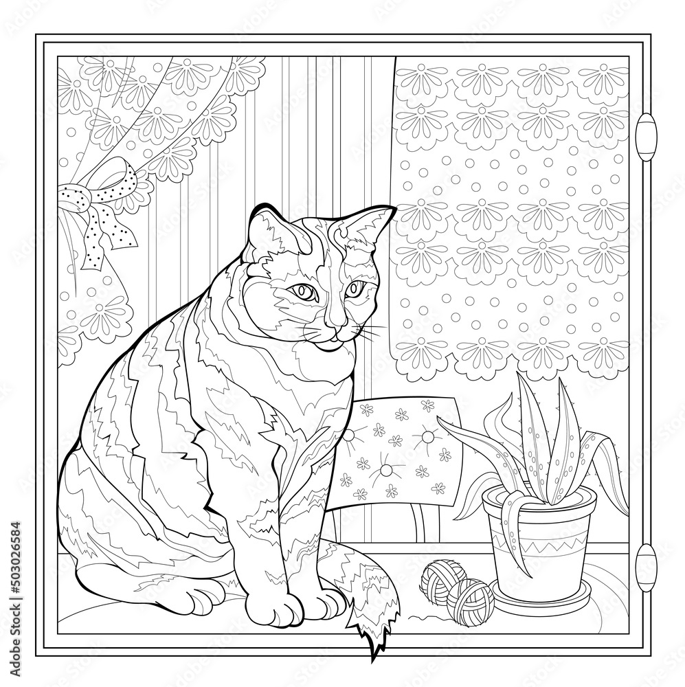 10,197 Adult Coloring Pages Cats Images, Stock Photos, 3D objects, &  Vectors