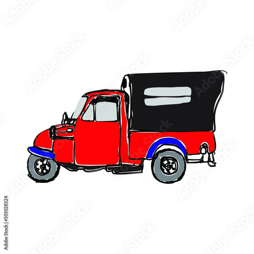 Bemo Icon of the old Jakarta public transportation. (Bemo is a motorized three-wheeled transportation)