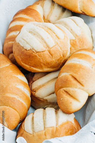 Close up of fresh baked Guatemalan sweet bread photo