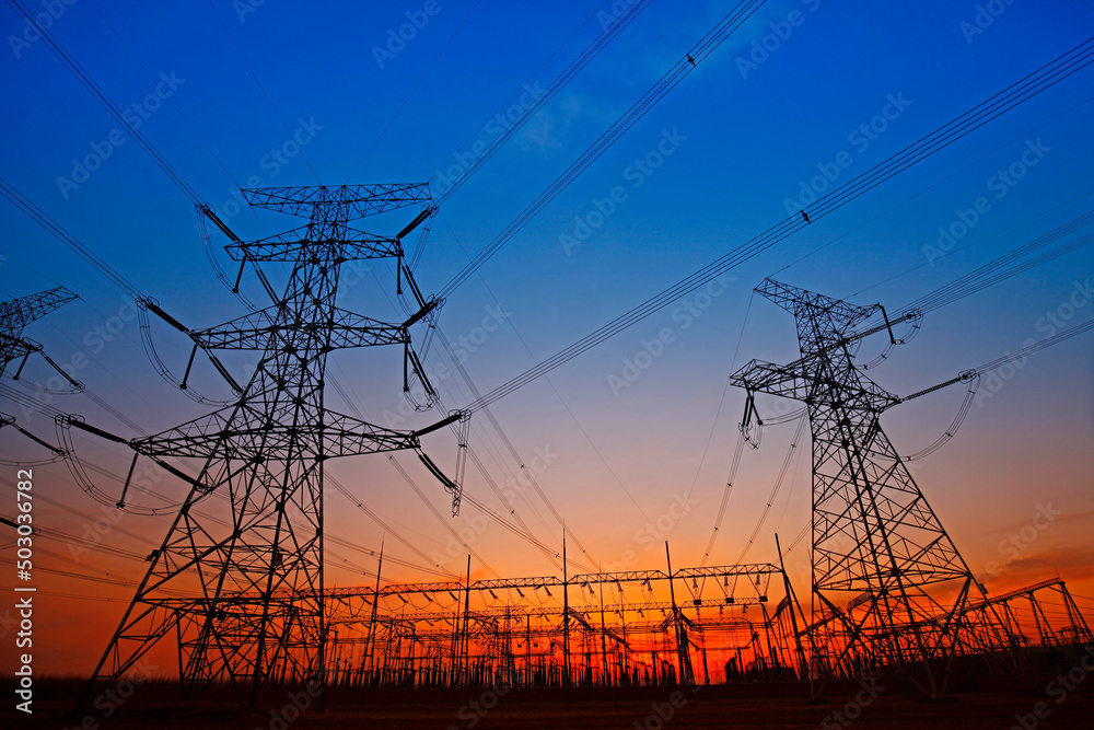 High voltage electric tower line