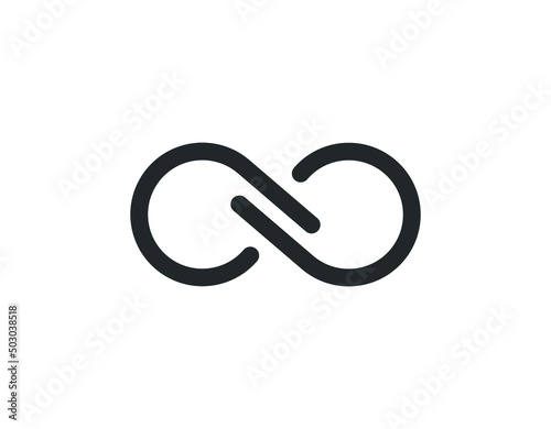 Infinity symbol. Limitless and endless logo sign concept. Vector illustration. Black icon isolated on white background.
