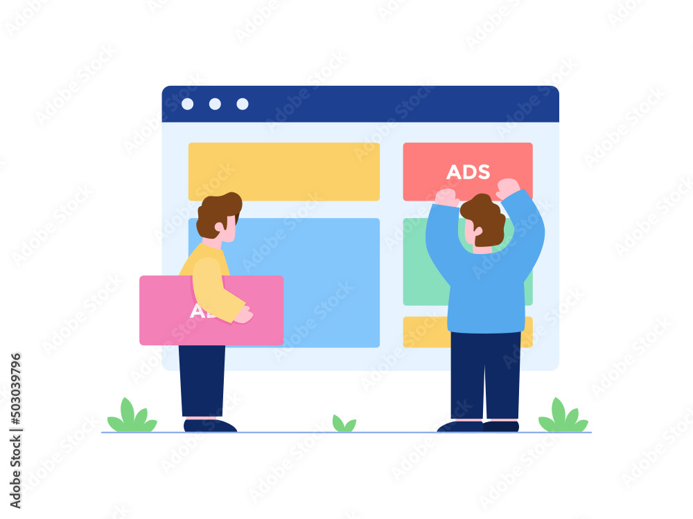 Vector Flat illustration of Website Advertisements with People Together Placing ads elements on the website.
Can be used for web, landing page, promotion, personal project, and other project. Vector Flat illustration of Website Advertisements with People Together Placing ads elements on the website.
Can be used for web, landing page, promotion, personal project, and other project.