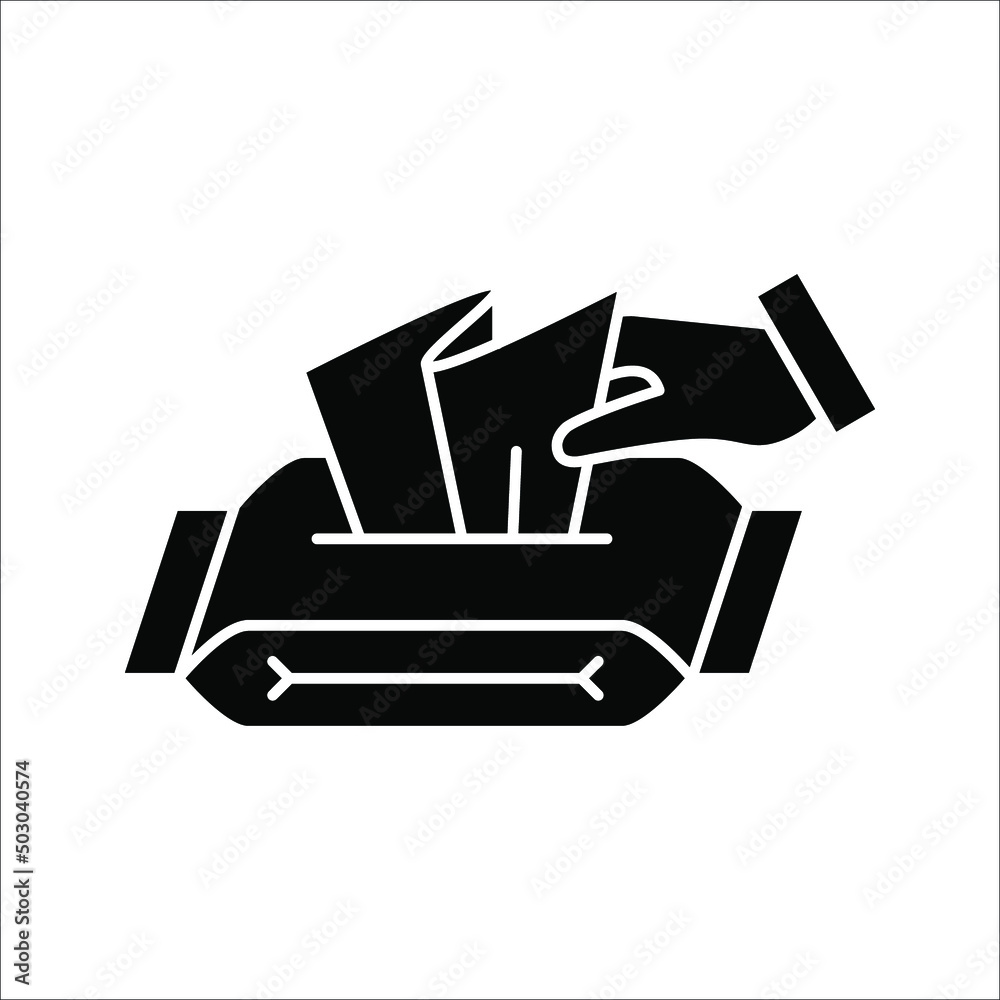 Tissue icon. Flat thin line illustration. Runny nose, rhinitis, napkin. Flu and symptoms concept on white background Tissue icon. Flat thin line illustration. Runny nose, rhinitis, napkin. Flu and symptoms concept on white background