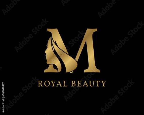 luxurious letter M beauty face decoration for beauty care logo, personal branding image, make up artist, or any other royal brand and company